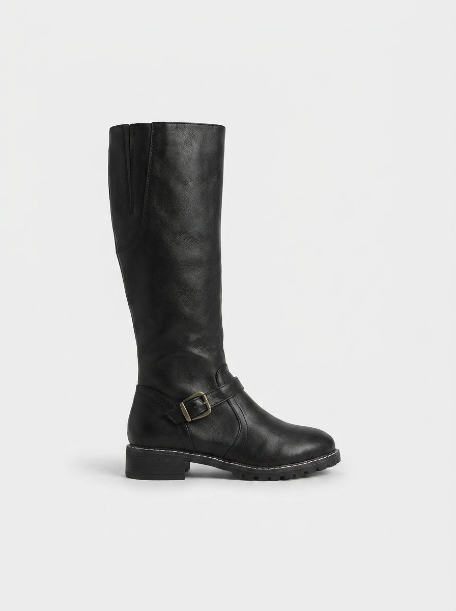 WINTER LEATHER BUCKLE BOOTS