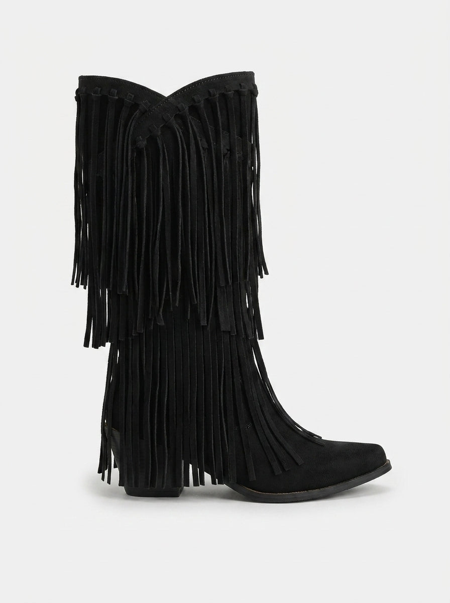 ETHNIC FRINGE COWBOY BOOTS