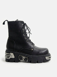 GOTHIC BIKER BLACK PLATFORM BOOTS
