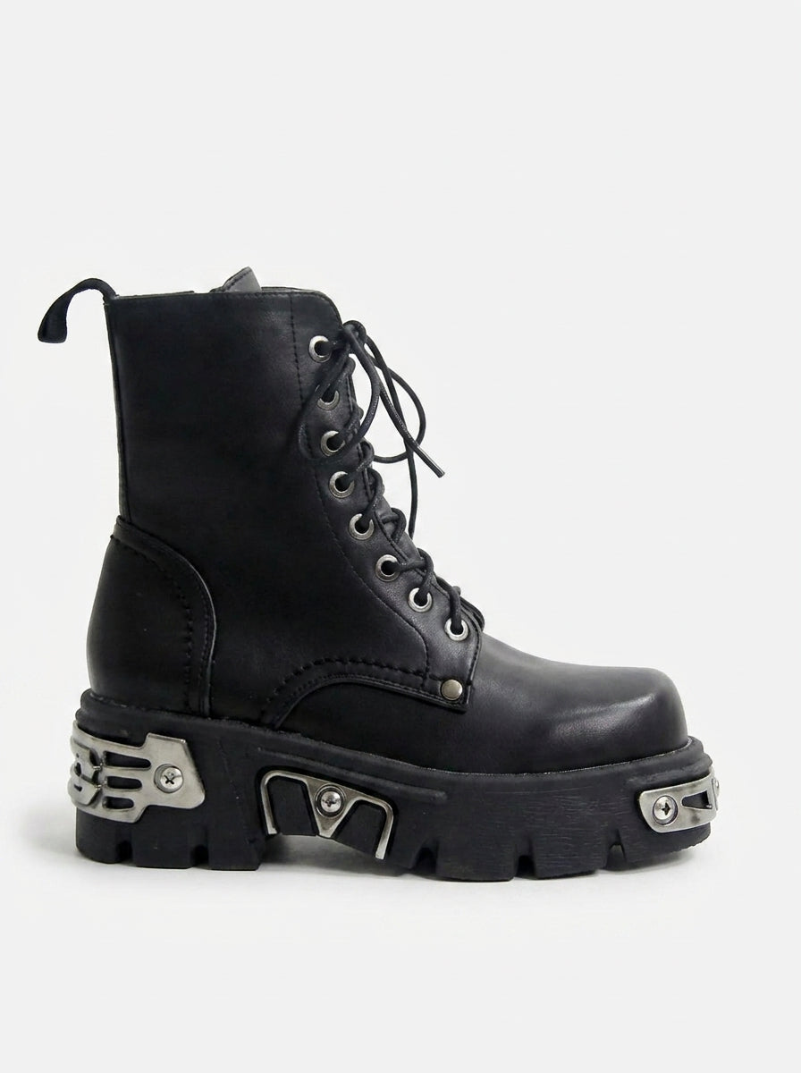 GOTHIC BIKER BLACK PLATFORM BOOTS