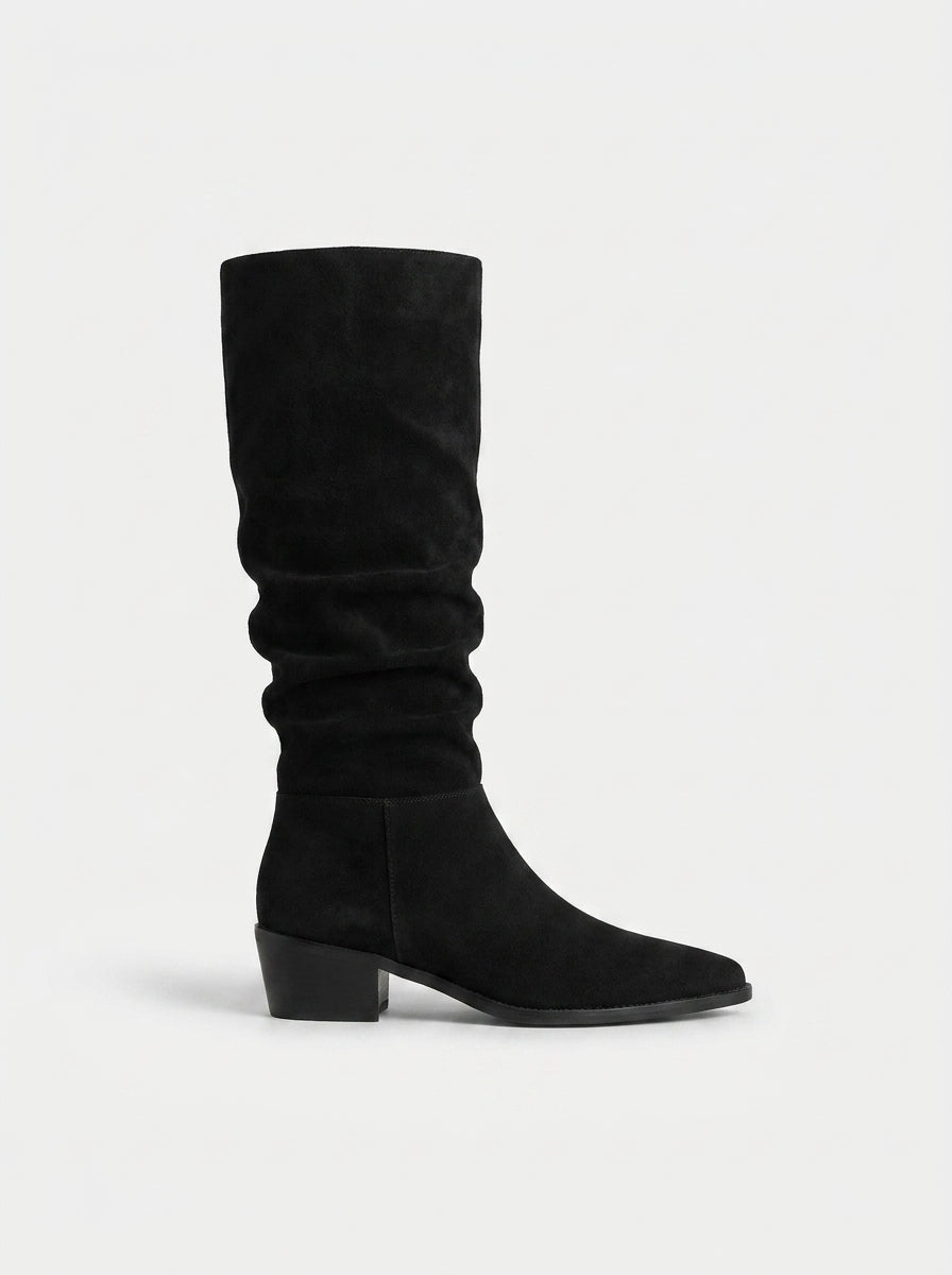 SUEDE RETRO BOOTS PLEATED