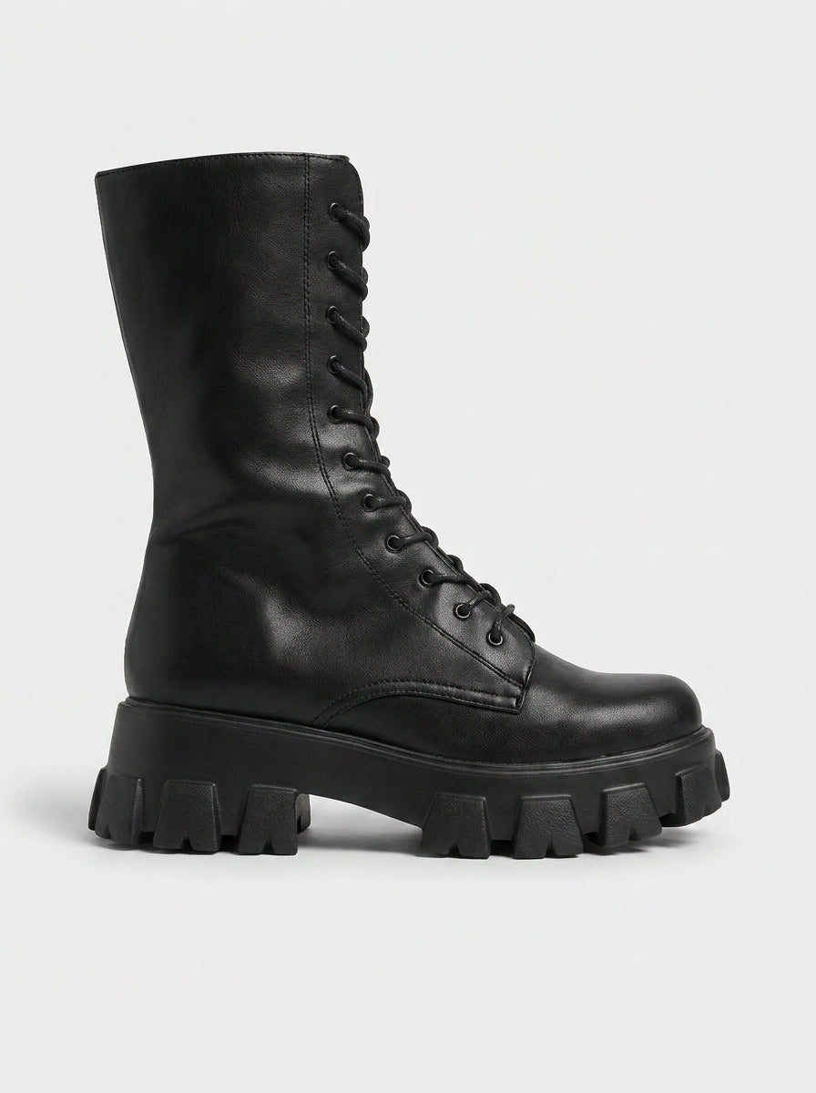 PLATFORM BIKER WOMEN BOOTS LEATHER