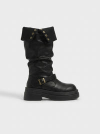 Women Platform Boots Chunky Knee