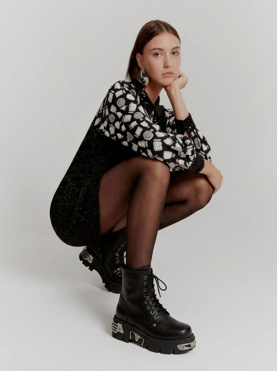GOTHIC BIKER BLACK PLATFORM BOOTS