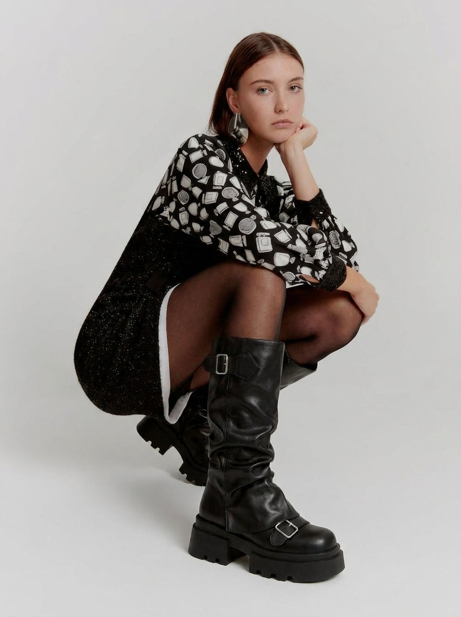 Women Work Boots Platform Biker
