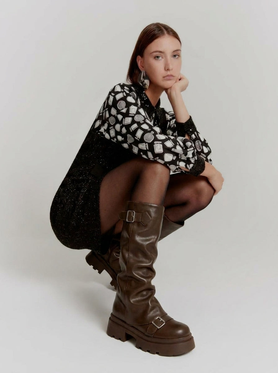 Women Work Boots Platform Biker