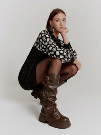 Women Work Boots Platform Biker