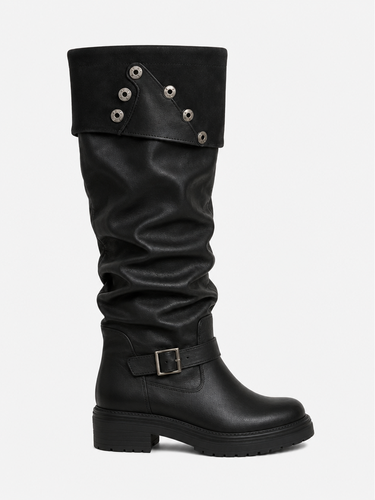 Women Leather Boots Platform Chunky