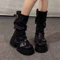 Women Work Boots Platform Biker