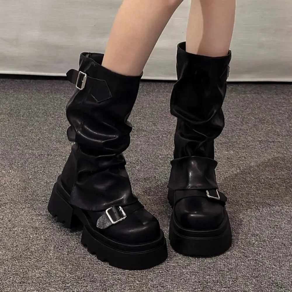 Women Work Boots Platform Biker