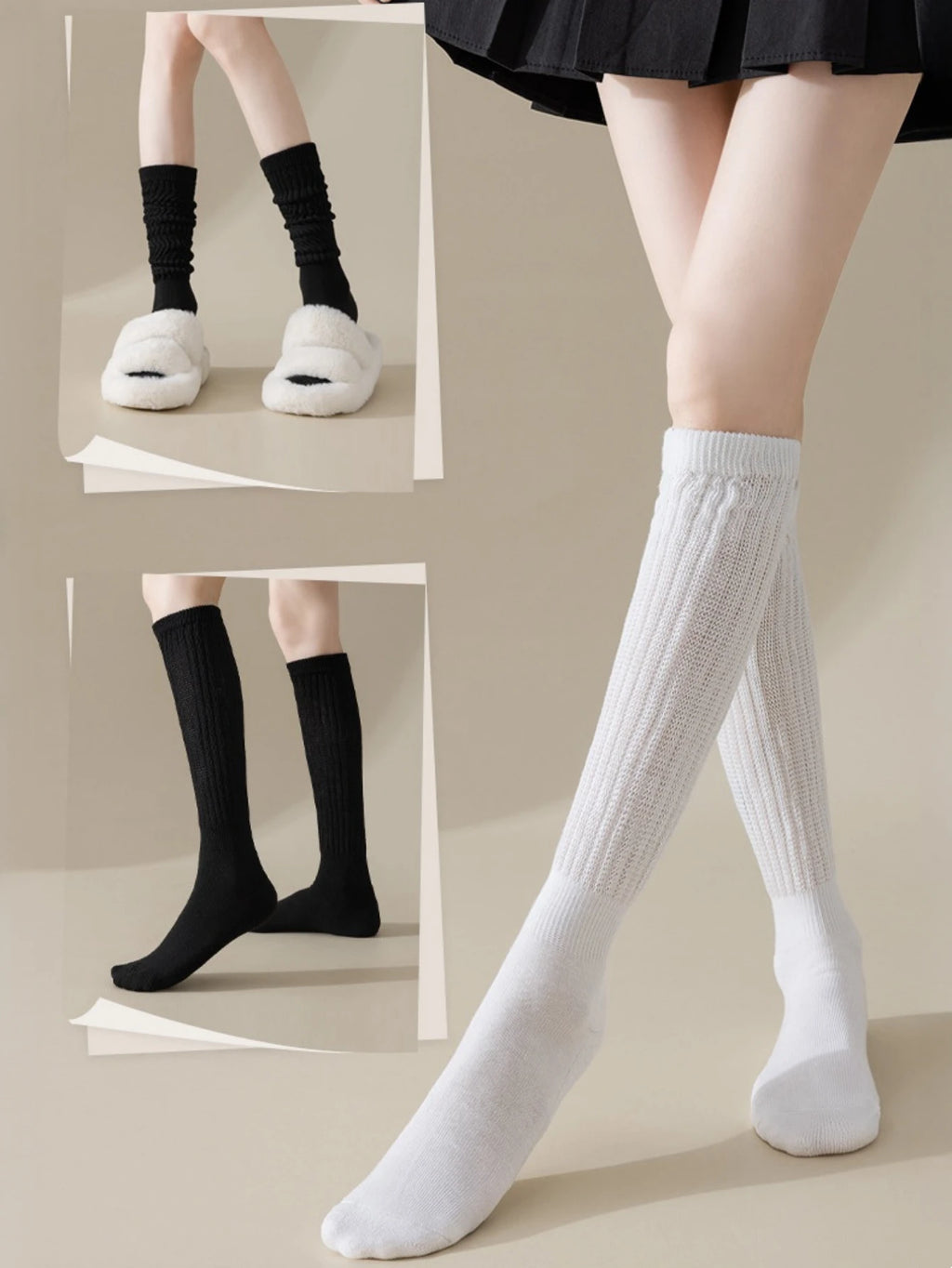 KNEE-HIGH SLOUCHY TERRY SOCKS