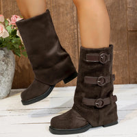 women suede boots chunky heel high top