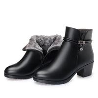 WOMEN ANKLE BOOTS FUR LINED LEATHER