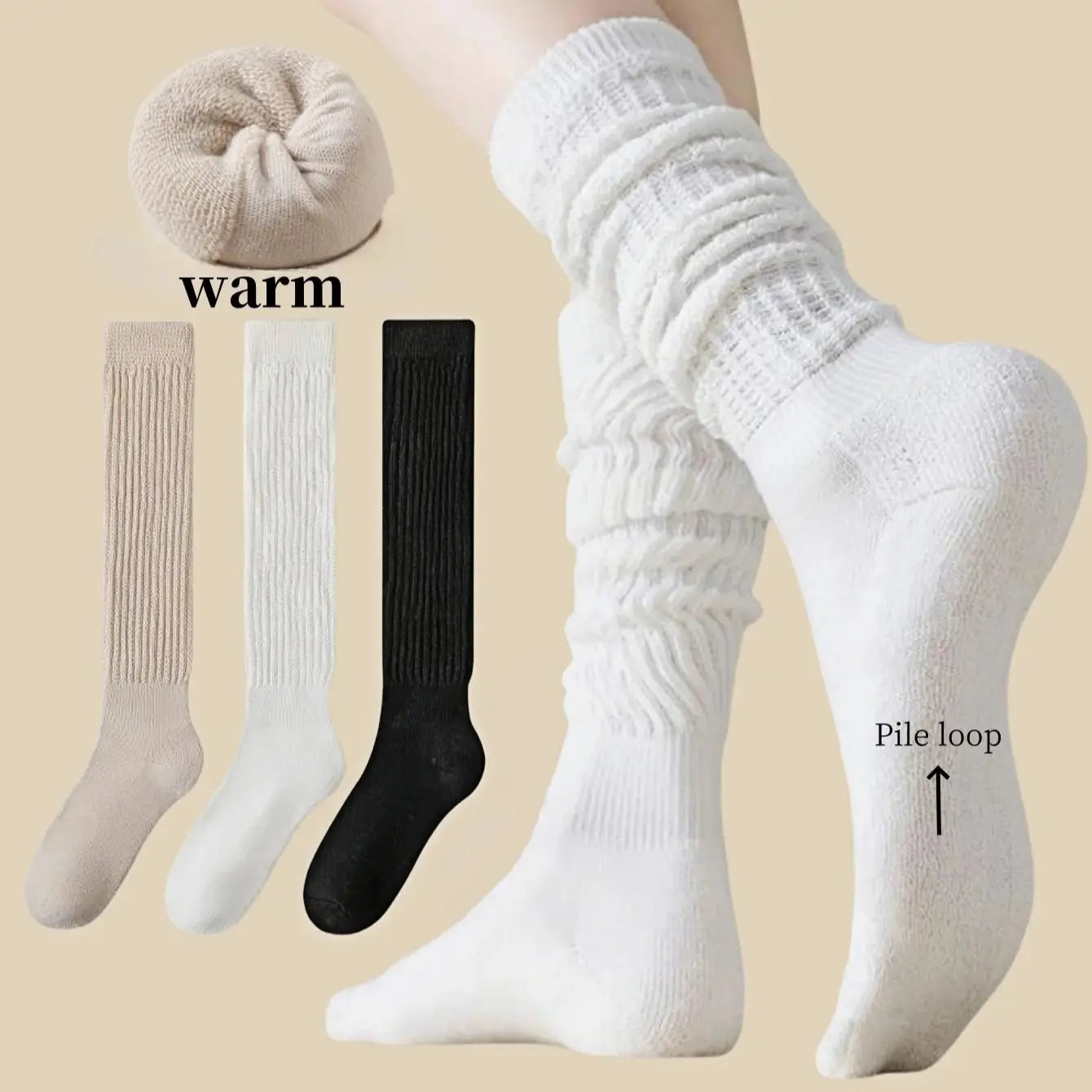 KNEE-HIGH SLOUCHY TERRY SOCKS