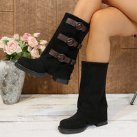 women suede boots chunky heel high top