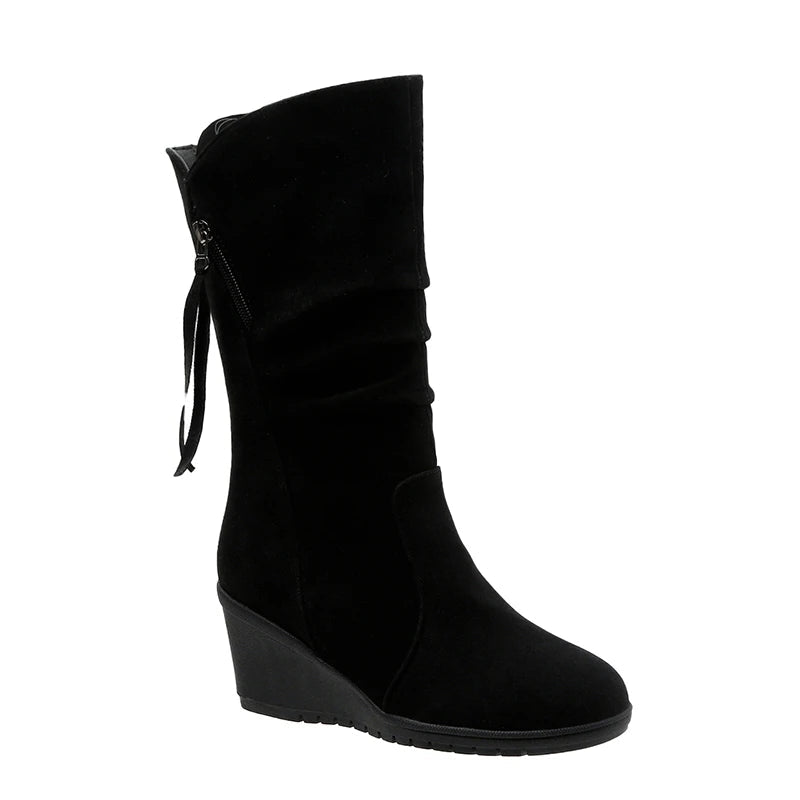 WOMEN SUEDE BOOTS VINTAGE WEDGE