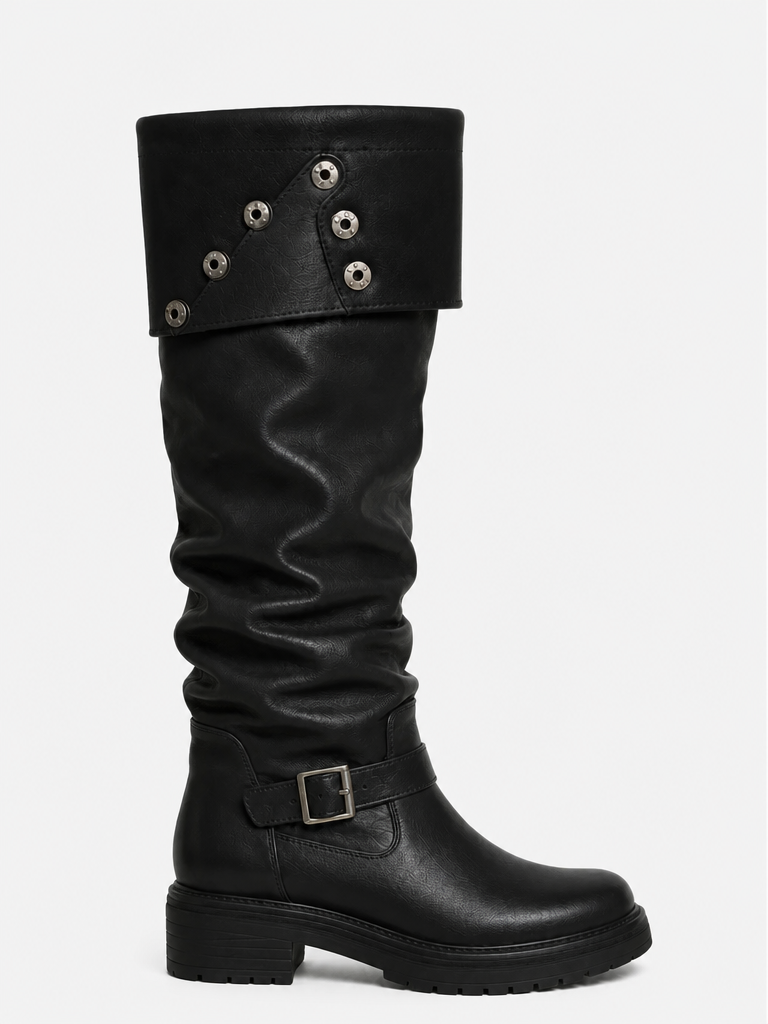 Women Leather Boots Platform Chunky