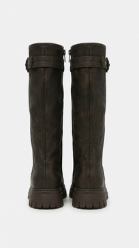 ZIPPER BUCKLE HIGH KNEE BOOTS VAEL