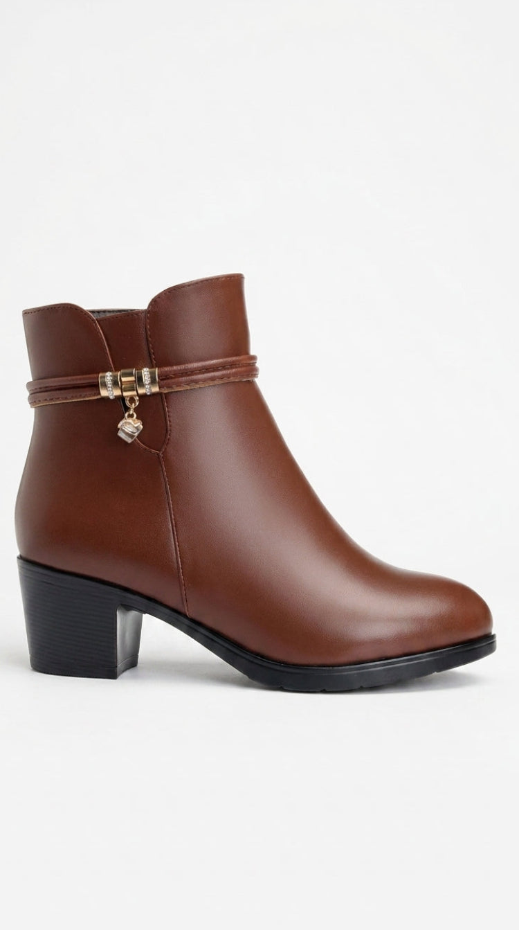 WOMEN ANKLE BOOTS FUR LINED LEATHER