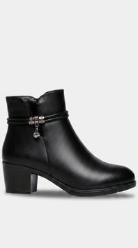 WOMEN ANKLE BOOTS FUR LINED LEATHER