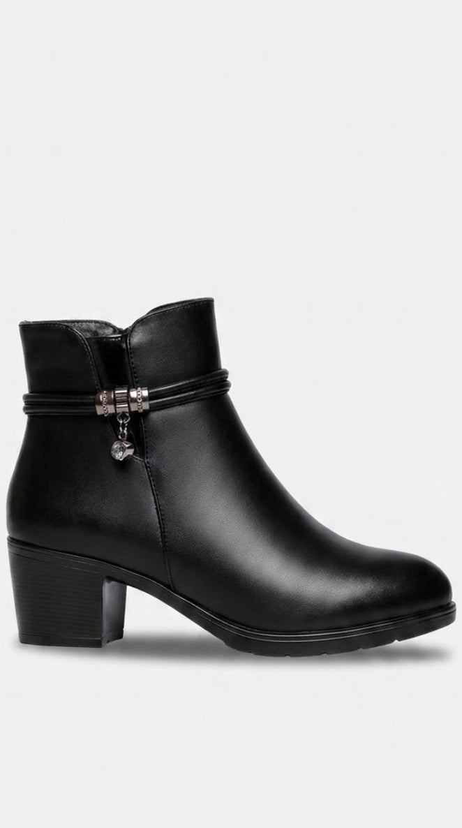 WOMEN ANKLE BOOTS FUR LINED LEATHER