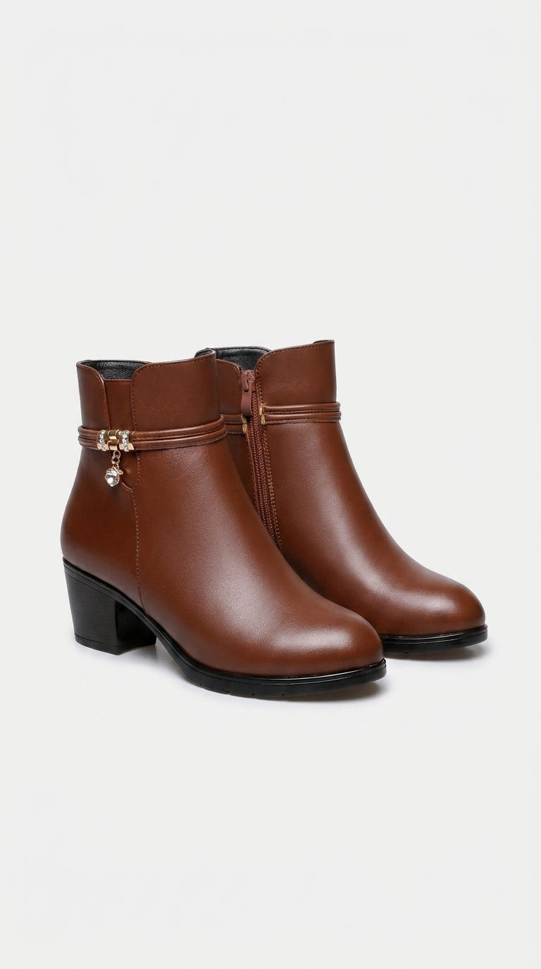 WOMEN ANKLE BOOTS FUR LINED LEATHER