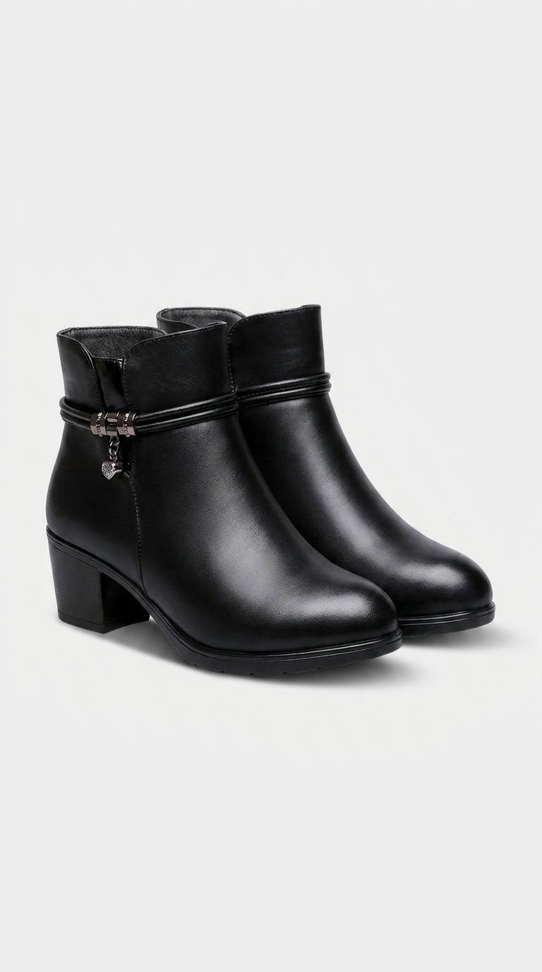 WOMEN ANKLE BOOTS FUR LINED LEATHER