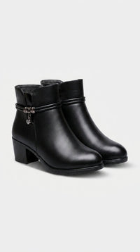 WOMEN ANKLE BOOTS FUR LINED LEATHER