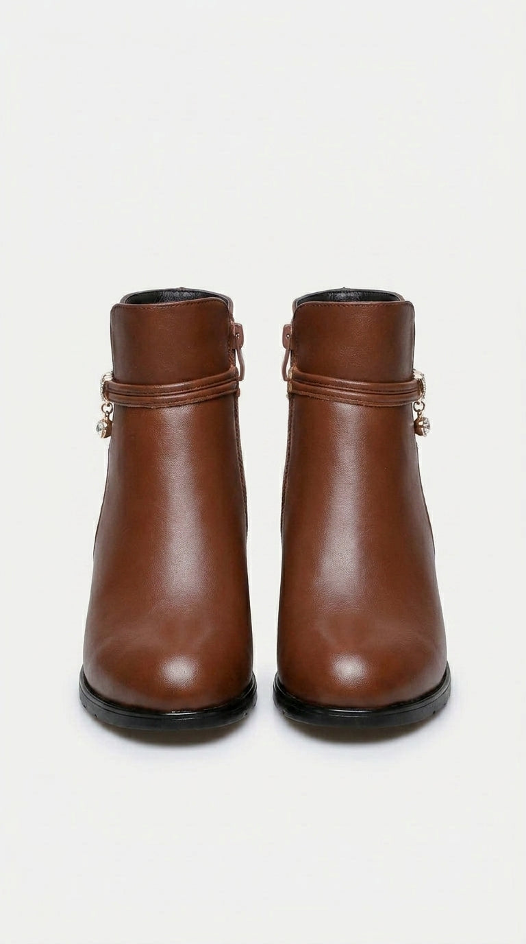 WOMEN ANKLE BOOTS FUR LINED LEATHER